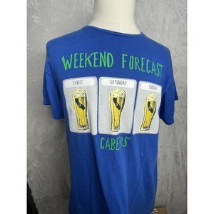 Urbeers Sz L Bright Blue T-Shirt "Weekend Forecast" California Beer Cabeers
